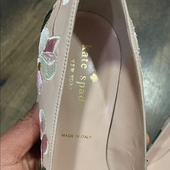 Kate Spade Pink and Green Floral Heels 7 - Picture 3 of 7